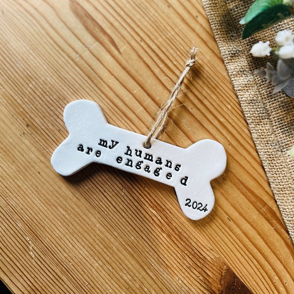 My Humans Are Engaged, Personalised Engagement Gift, Clay Engagement Keepsake, Newly Engaged Gift, Engagement Present, Dog Lover Bone Gift