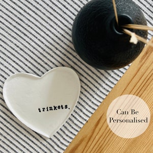 Personalised Heart Trinket Dish Gift Handmade Clay Trinket Tray (Personalised Keepsake, Gift Idea, Jewellery Dish, Jewellery Storage)