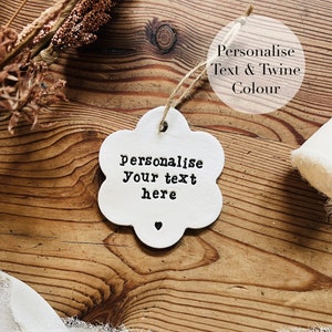 Personalizzato con il proprio messaggio regalo, ricordo floreale, ornamento floreale, decorazione in argilla, idea regalo, ricordo in argilla, targa personalizzata