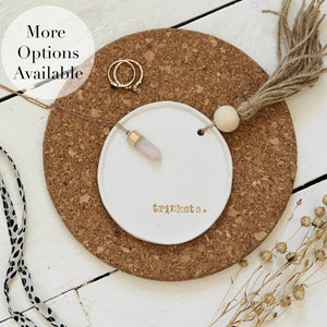 Personalised Trinket Dish Gift Handmade Clay Jewellery Tray (Personalised Keepsake, Gift Idea, Ring Dish, Boho Decor, Bohemian)