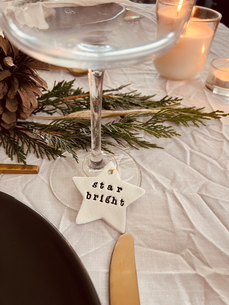 Christmas Table Wine Glass Charms Festive Place Names Christmas Dinner