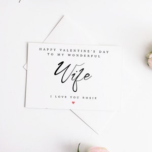 Personalised Valentines Day Card for Wife, Wife Valentine&#39;s Card, Card For Couples, Romantic Love Card, Happy Valentines Day Card