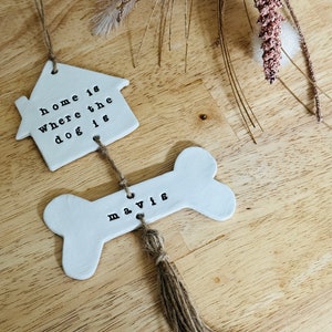 Personalised Pet Wall Hanging, New Puppy Wall Hanger, Housewarming Gift, Personalised Dog Sign, Dog Pet Plaque, Dog Lover Bone Gift