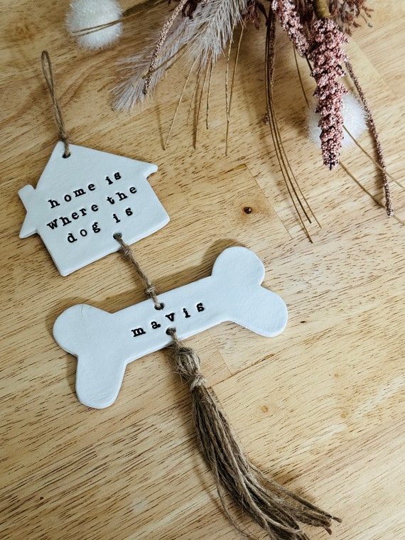 Personalised Pet Wall Hanging, New Puppy Wall Hanger, Housewarming Gift, Personalised Dog Sign, Dog Pet Plaque, Dog Lover Bone Gift