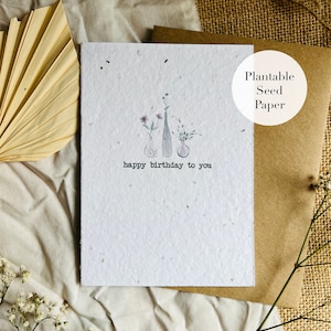Tarjeta de semillas plantable de feliz cumpleaños - Tarjeta con semillas - Tarjeta de flores silvestres - Tarjetas ecológicas - Apto para abejas - Tarjetas de flores - Tarjetas de plantas