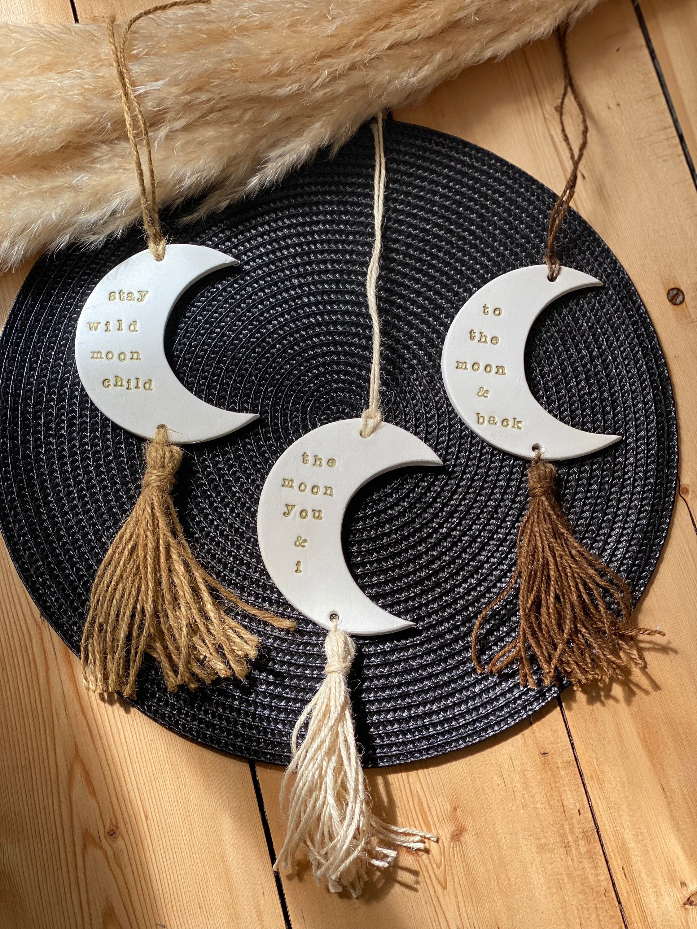 Personalised Moon Tassel Gift Clay Keepsake personalised Etsy UK