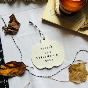 Personalised Baby's First Halloween Clay Name Keepsake - Pumpkin Keepsake Decoration - My First Halloween Ornament - 1st Halloween Keepsake