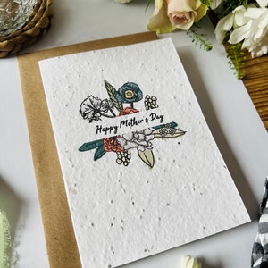 Biglietto per la festa della mamma - Biglietto per la festa della mamma felice per la mamma - Biglietto ecologico - Biglietto per la festa della mamma - Biglietto floreale - Biglietto per la mamma - Biglietto per semi piantabili