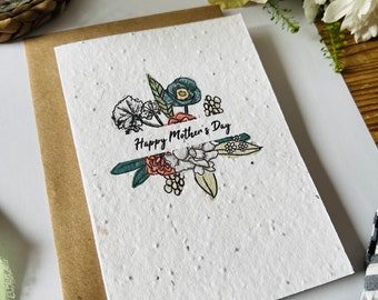 Mors dag-kort - Glad mors dag-kort till mamma - Miljövänliga kort - Mors dag-kort - Blomkort - Mammakort - Planterbara frökort