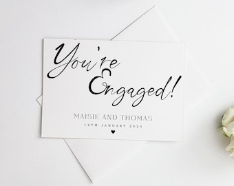 Personalised Engagement Card - Happily Ever After - Congratulations on Your Engagement Card - Simple Engagement Card - You're Engaged Card