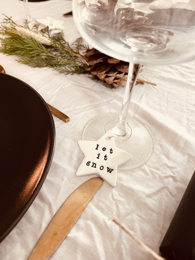 Christmas Table Wine Glass Charms Festive Place Names Christmas Dinner