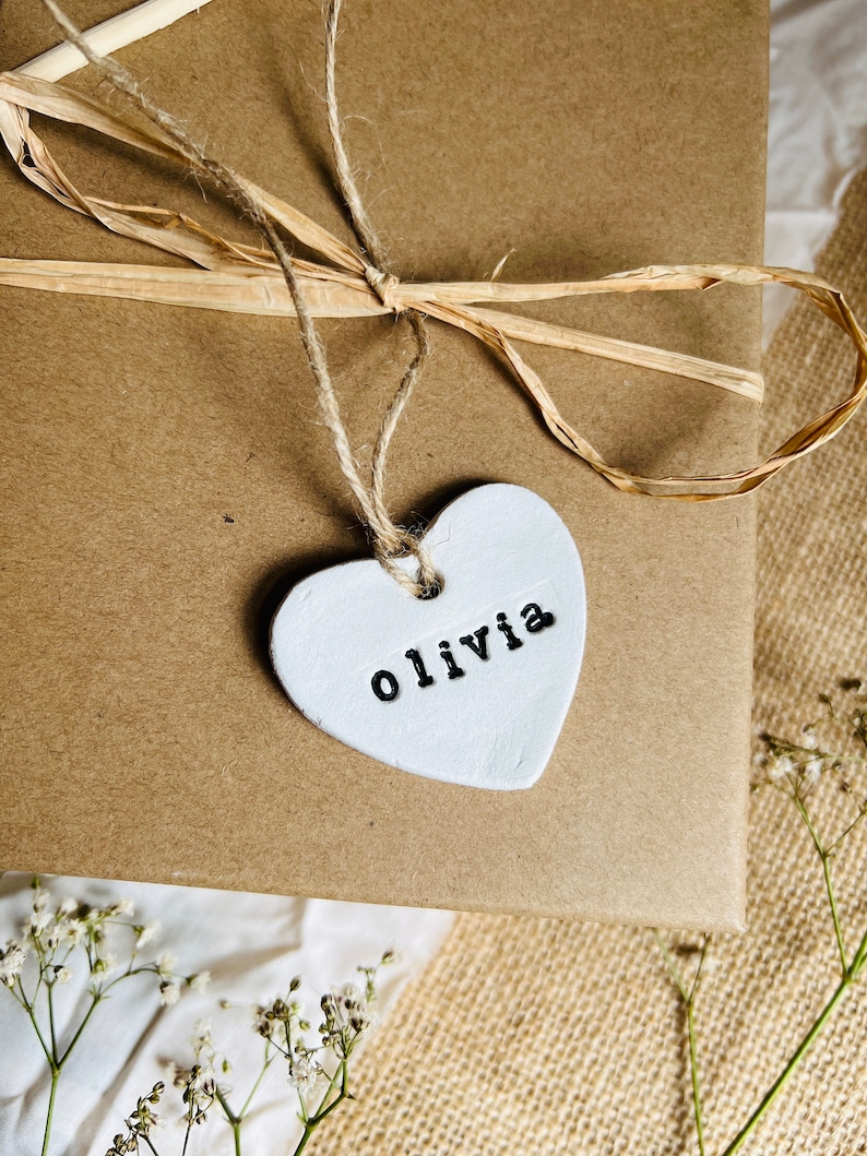 Clay Gift Tags Personalised Gift Tag Gift Tag Set Clay Place Names Wedding Favours Name Tags Clay Wedding Place Setting Favour image 6