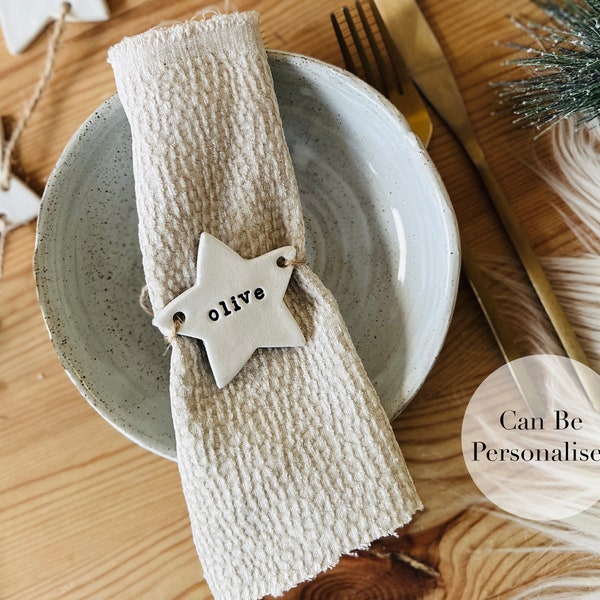 Personalised Clay Napkin Ring - Star Name Place, Wedding Table Decor