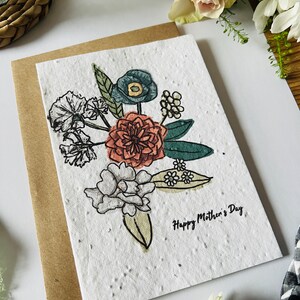 Cartão de Dia das Mães - Cartões de Feliz Dia das Mães para mamãe - Cartões ecológicos - Cartão de dia das mães - Cartões florais - Cartão de mãe - Cartão de sementes plantáveis