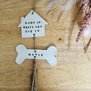 Personalised Pet Wall Hanging, New Puppy Wall Hanger, Housewarming Gift, Personalised Dog Sign, Dog Pet Plaque, Dog Lover Bone Gift image 2
