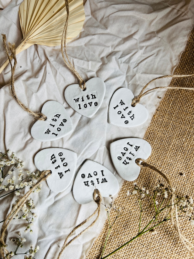 Clay Gift Tags Personalised Gift Tag Gift Tag Set Clay Place Names Wedding Favours Name Tags Clay Wedding Place Setting Favour image 3