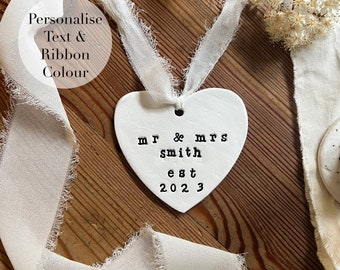 Personalised Wedding Gift, Clay Wedding Keepsake, Newly Weds Gift, Wedding Present, Just Married Keepsake, Couple Gift, Gift For The Couple