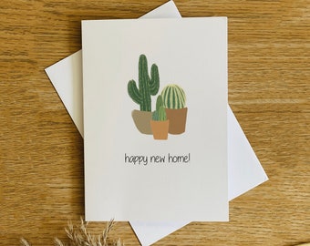 Cactus New Home Card, Personalised Moving Card, Housewarming Gift