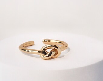 Gold Forever Infinity Love Knot Open Ring, Tie the Knot Ring, Anniversary Promise Ring for Her, Minimalist Ring, Gold Stacking Ring