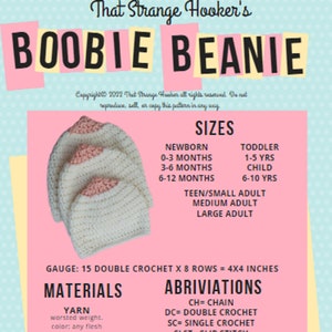 CROCHET PATTERN ** Boobie Beanie Pattern