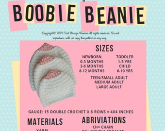 CROCHET PATTERN ** Boobie Beanie Pattern