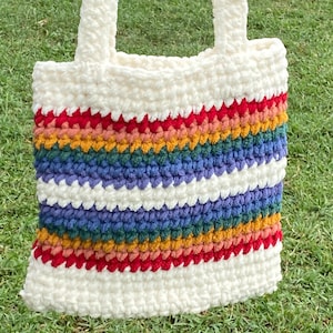 Puffy Crochet Pride Rainbow Tote Bag