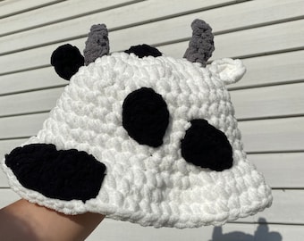 Crochet Puffy Cow Bucket Hat
