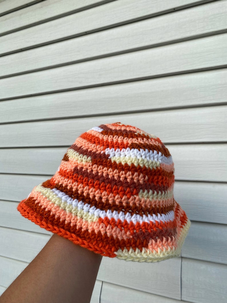 Crochet Scrap Bucket Hats Creamsicle