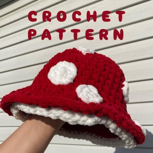 CROCHET PATTERN Puffy Mushroom Bucket Hat | Easy Crochet Pattern | Cute Crochet Mushroom Hat | Instant PDF Download Pattern w/ Pictures