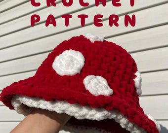 PATTERN | Crochet Puffy Mushroom Bucket Hat Pattern | Easy DIY w/ pictures (PDF Download)