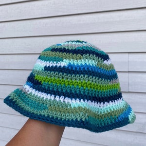 Crochet Scrap Bucket Hats Deep Sea