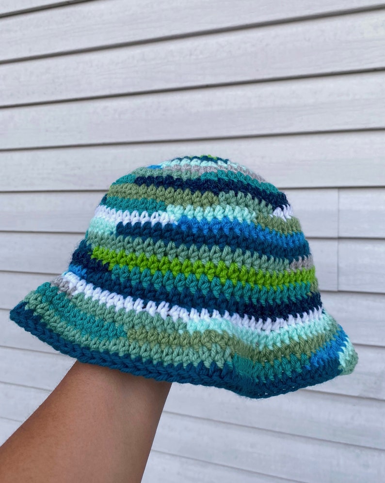 Crochet Scrap Bucket Hats Deep Sea