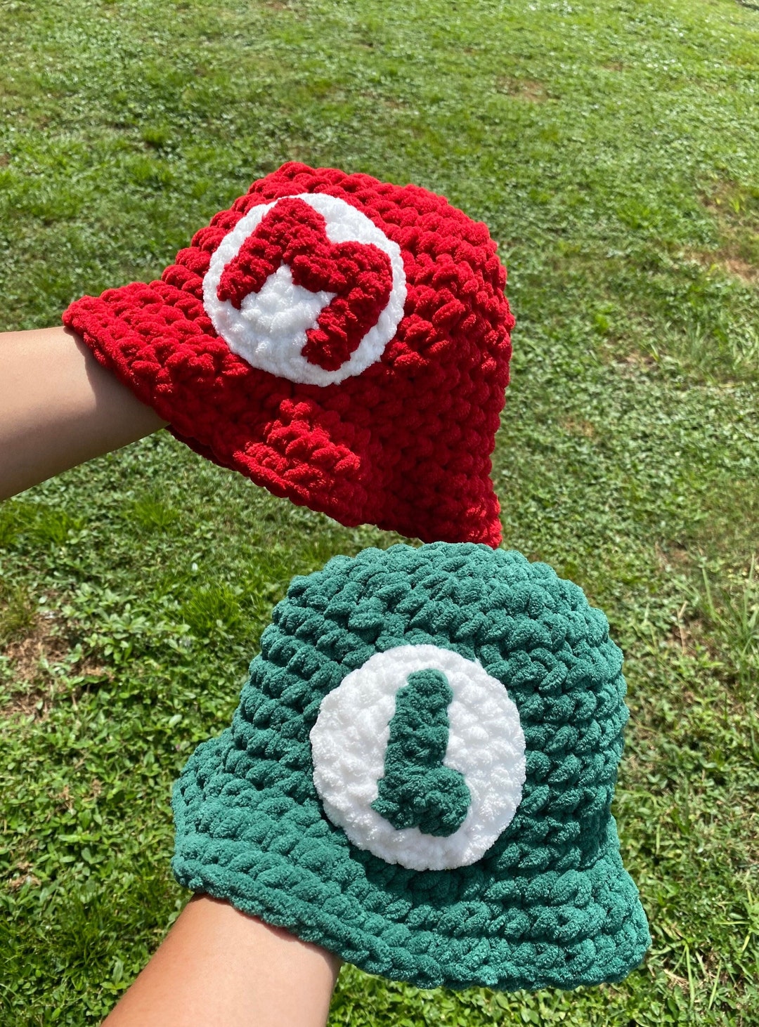 Crochet Puffy Mario & Luigi Bucket Hats - Mario, Luigi, Matching Set - Etsy