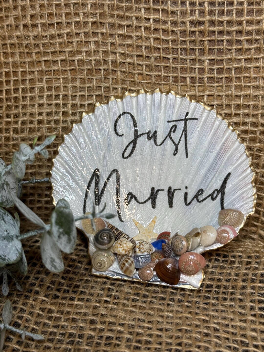 Shell Married Just Married Scallop Shell Ring Dish, Beach Wedding Gift - Etsy