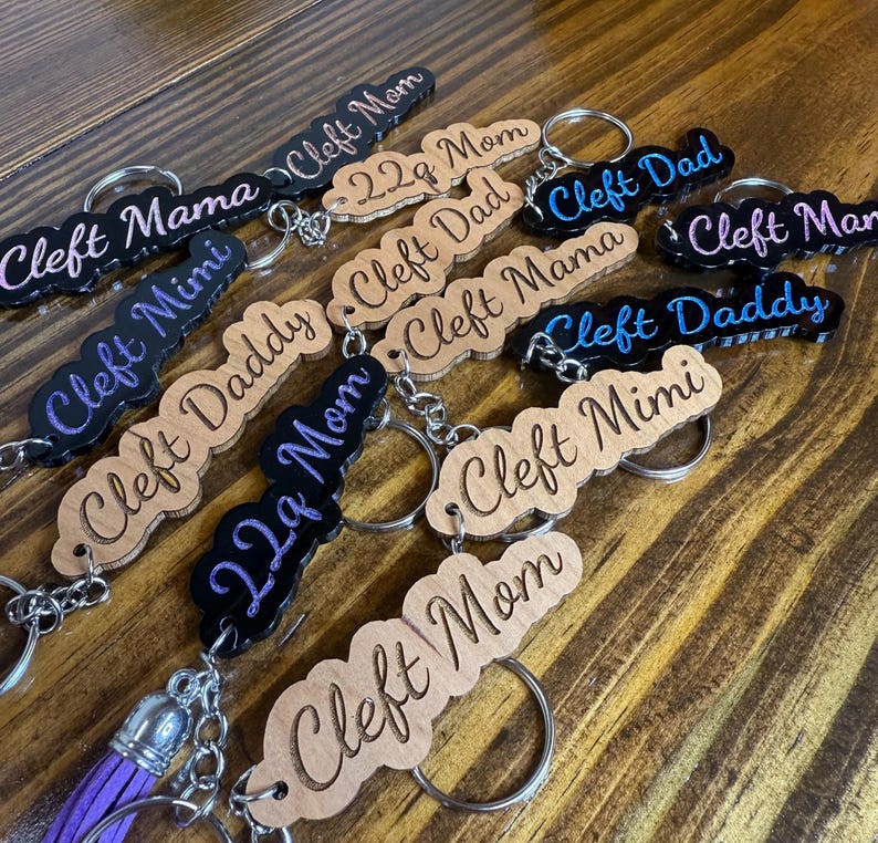 Cleft Lip & Palate Key Chains - Cleft Mama - Cleft Daddy - Cleft Mimi ...