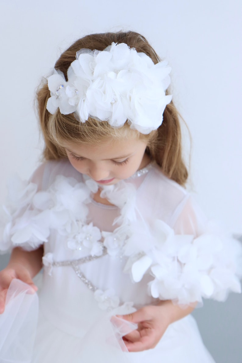 Party Dress,Princess Dress Cape,Flower Girl Dress,White Flower Girl Dress,First Communion,First Communion Dress