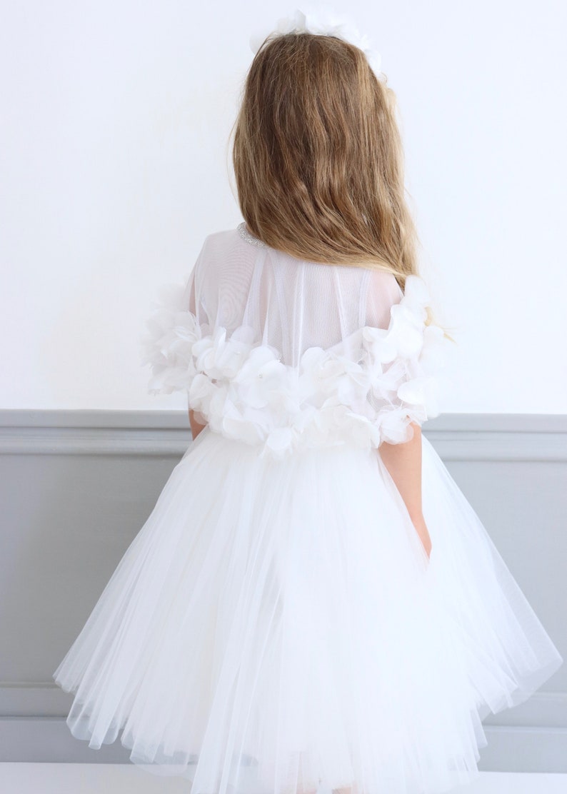 Party Dress,Princess Dress Cape,Flower Girl Dress,White Flower Girl Dress,First Communion,First Communion Dress