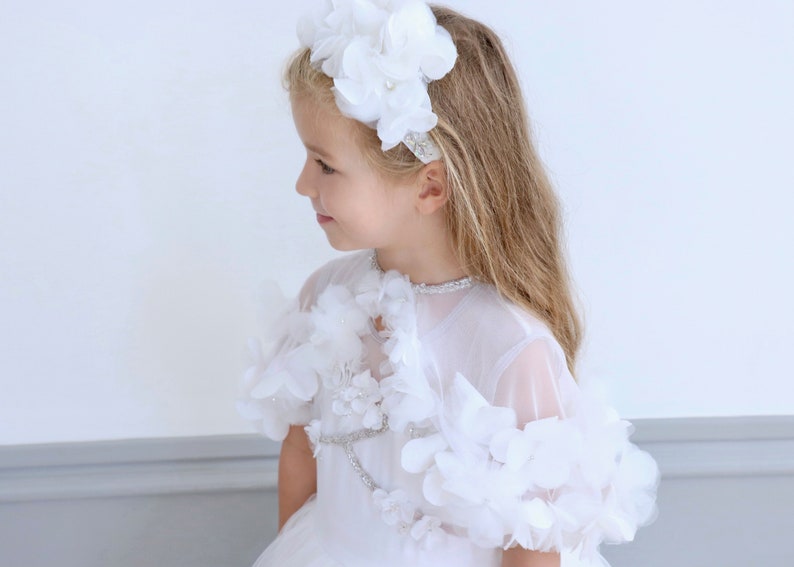 Party Dress,Princess Dress Cape,Flower Girl Dress,White Flower Girl Dress,First Communion,First Communion Dress