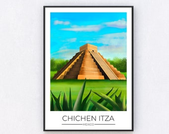 Mexico Reisposter Mexicaanse Posters Reizen Poster Mexico Chichen Itza Print Gastenkamer Decor Werk Vanuit Huis Kamer Prints