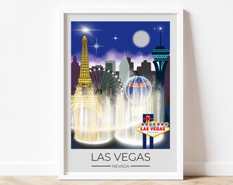 Las Vegas Art Las Vegas Wall Decor Las Vegas Poster Las Vegas Bruiloft Retro Reizen Poster Maximalist Wall Art Maximalist Decor