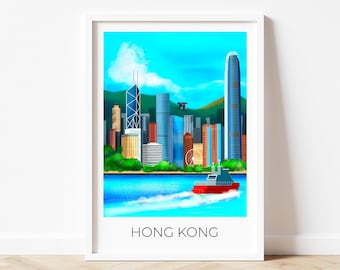 Hong Kong Travel Poster Wall Print | Travel Poster | Hong Kong Wall Art | Travel Gift