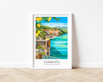 Impressão da parede do poster de viagens de Sorrento | Poster de viagens | Costa Amalfitana | Arte de parede da Itália | Presente de viagem