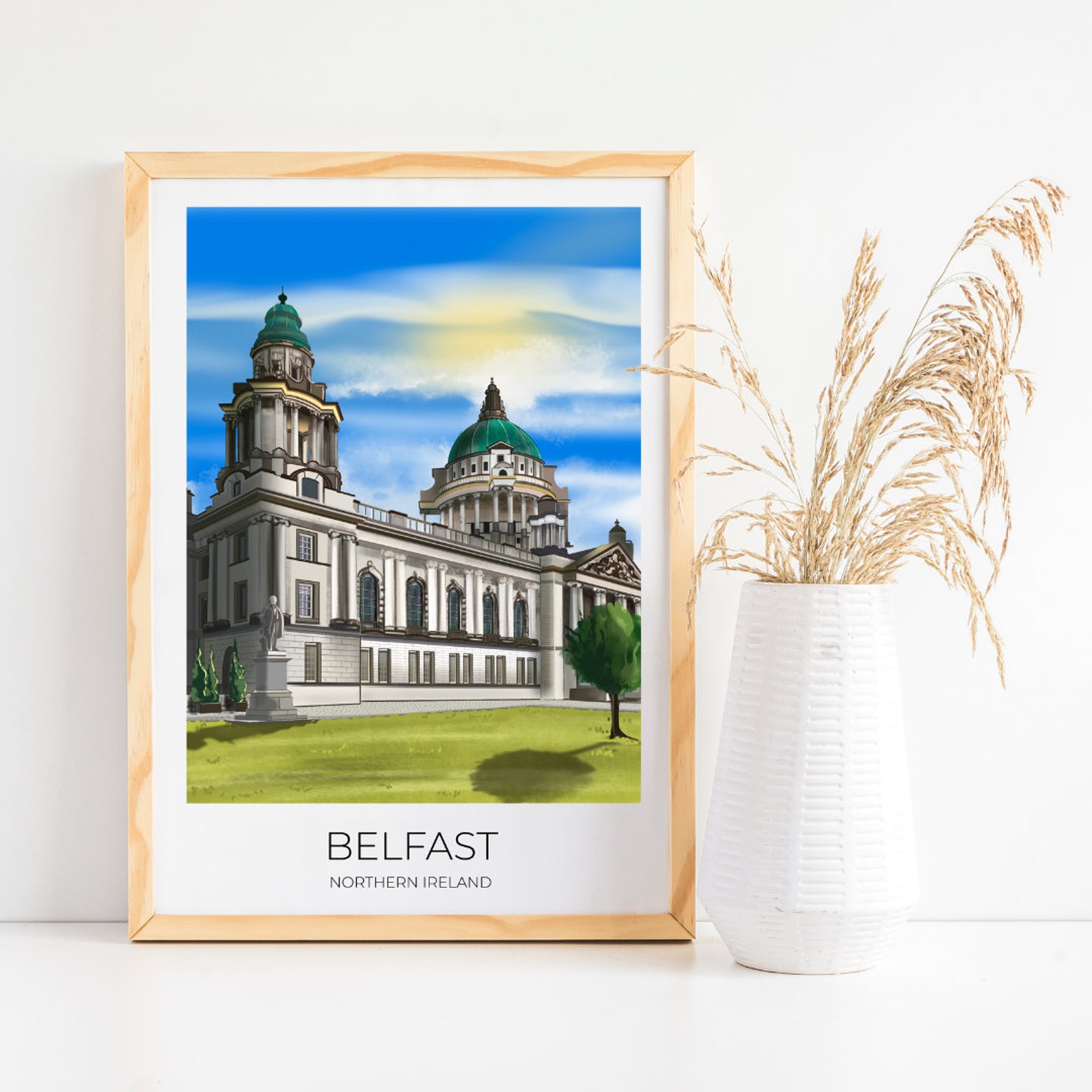 Belfast Travel Poster Wall Print Travel Poster Belfast City Hall