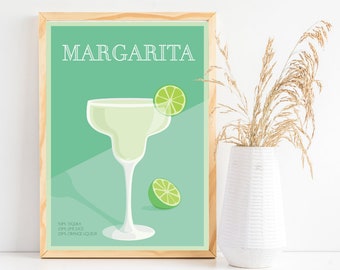 Margarita Poster Cocktail Poster Cocktail Print Cocktail Wall Art Alcohol Poster Cocktail Posters Cocktail Prints Bar Cart Decor