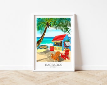 Barbados Travel Wall Print | Travel Poster | Caribbean Wall Art | Barbados Wall Art | Travel Gift