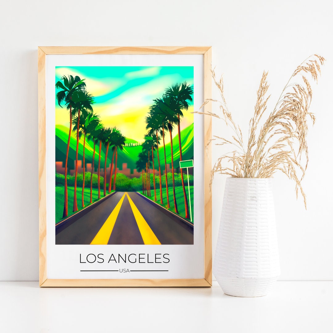 Los Angeles Print Los Angeles Wall Art Palm Print Los Angeles Poster