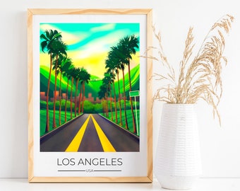 Los Angeles Print Los Angeles Wall Art Palm Print Los Angeles Poster Palm Trees Print Hollywood Art Print Los Angeles Prints