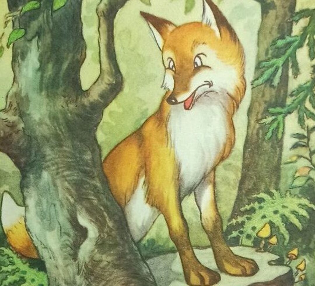 Fox and Mouse. Postcard Illustration by Artist V. Shevkov Etsy