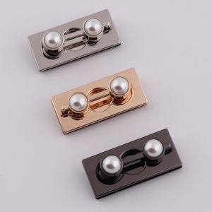 1-2-5 pcs metal bag lock latch lock double pearl rectangular bag slide lock purse lock purse hardware 49mm×22mm