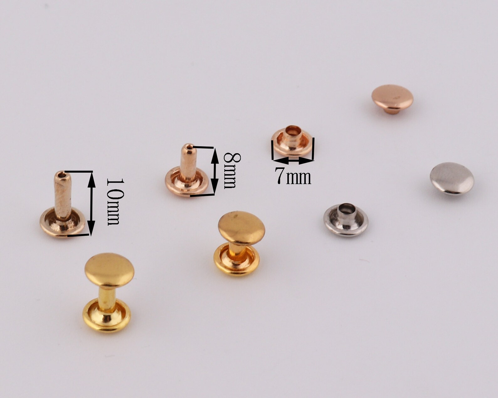 7×8mm 7×10mm Metal Rivets Double Cap Round Rivets Flat Rivets Leather ...